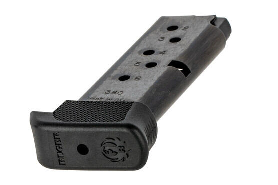 The Ruger LCP 7 round magazine features a textured polymer grip extension